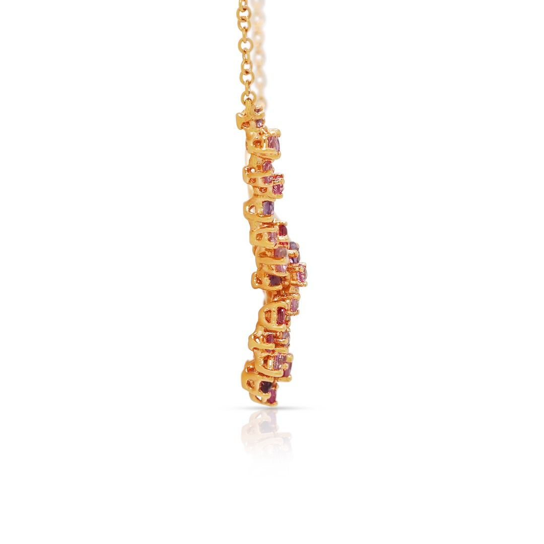 Whimsical 0.80ct Sapphire, Amethyst, and Diamond 18k Rose Gold Necklace by Poh Heng