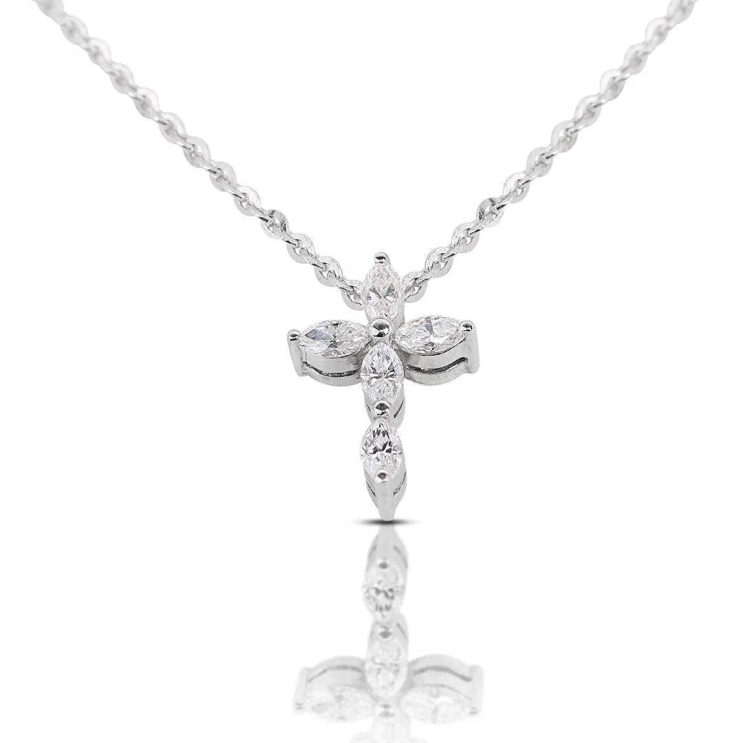 Marquise Diamond Cross Necklace