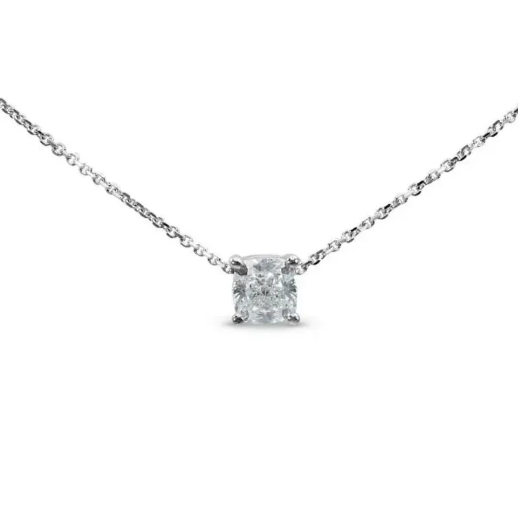 Cushion Solitaire Diamond Necklace