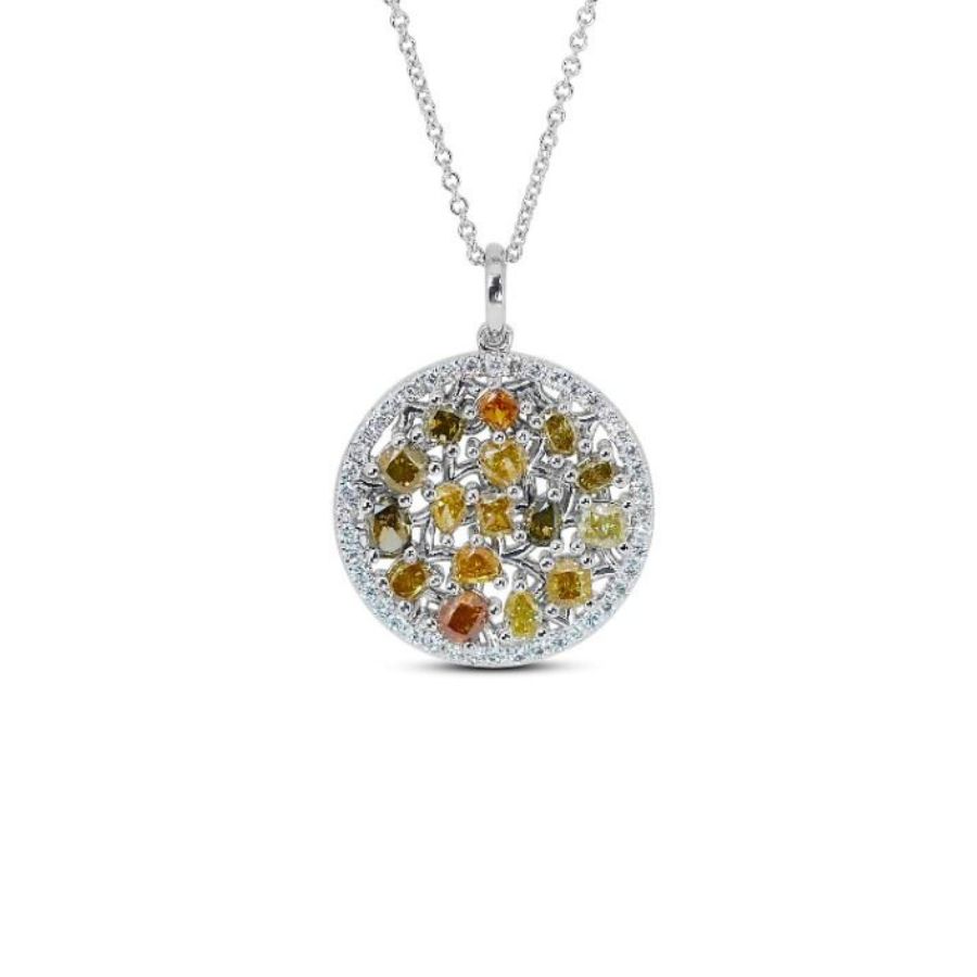 Stunning 18K White Gold Mixed Cut Diamond Necklace | Dianoche Diamond ...