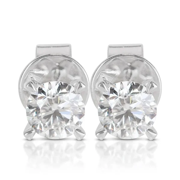 Round Brilliant Natural Diamond Stud Earrings