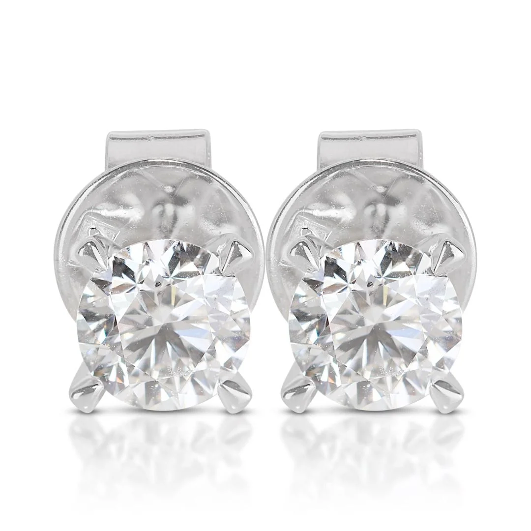 Round Brilliant Natural Diamond Stud Earrings