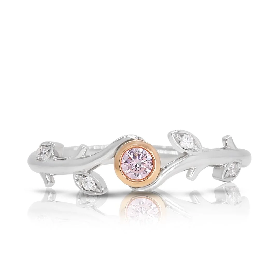Rose-designed Diamond Platinum Ring