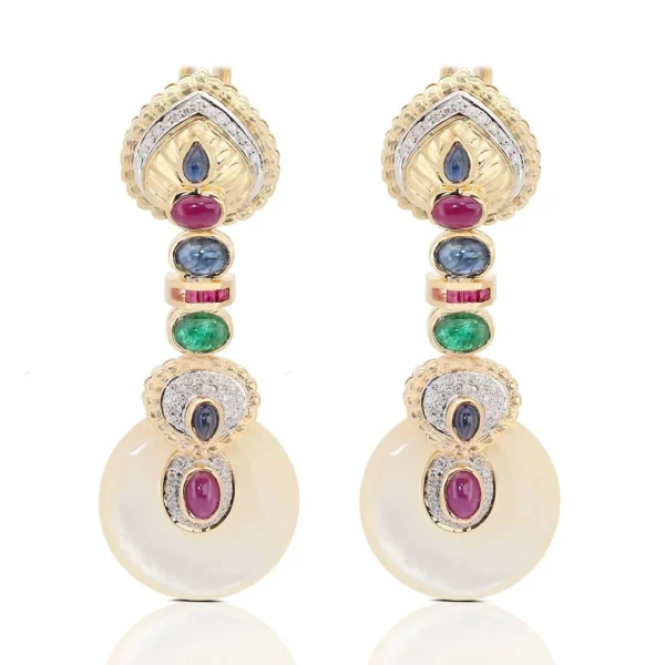 Gemstone and Diamond Drop Earrings