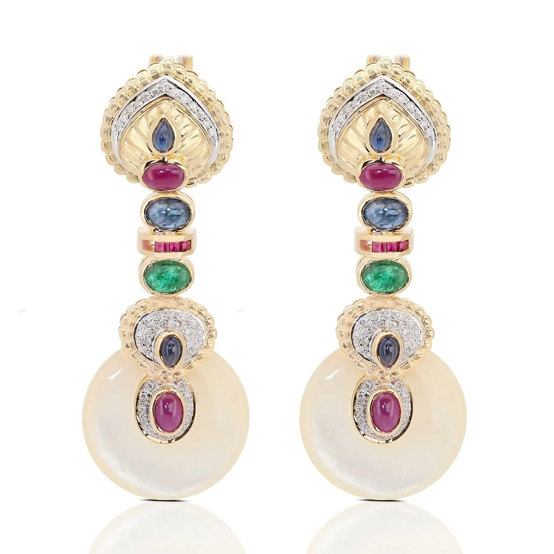 Gemstone and Diamond Drop Earrings