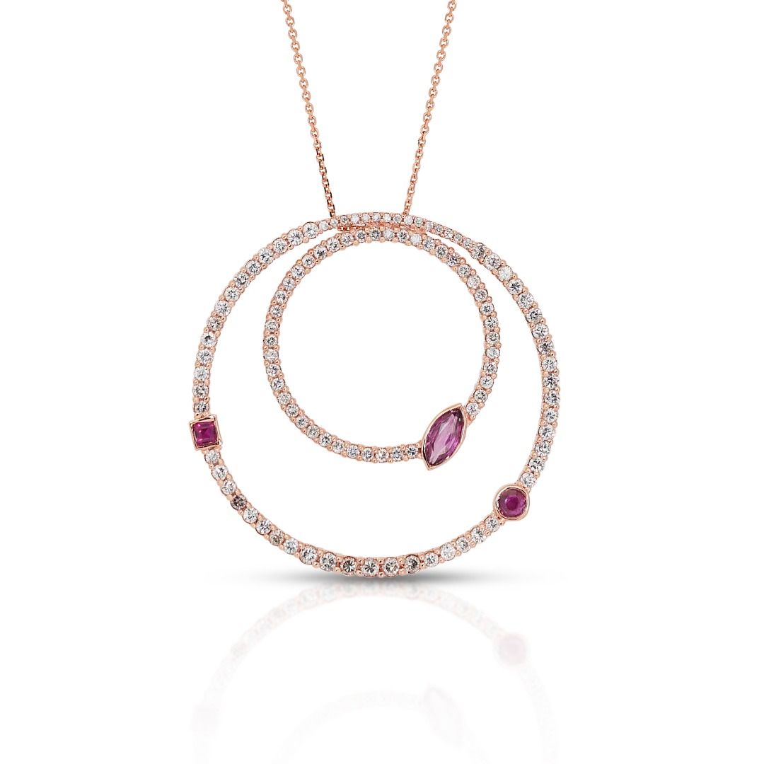 Stylish 0.21ct Ruby Pendant in 18K Rose Gold with Diamonds | Dianoche ...