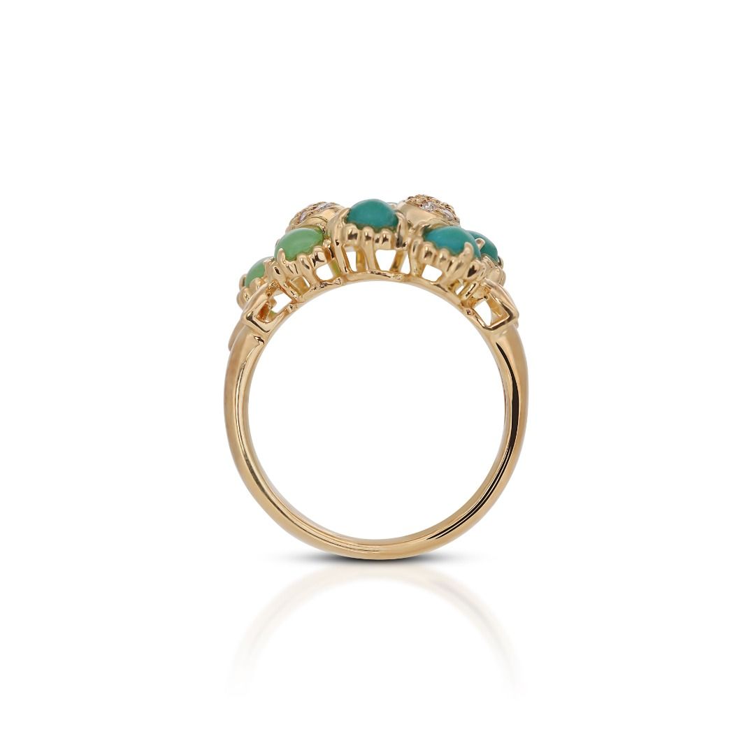 Beautiful 18K Yellow Gold Ring with Jade and Diamonds | Dianoche ...