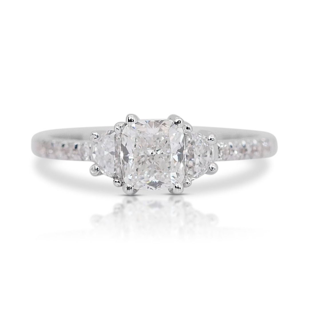 Radiant 1.25ct Diamonds 3-Stone Ring in 18k White Gold | Dianoche ...